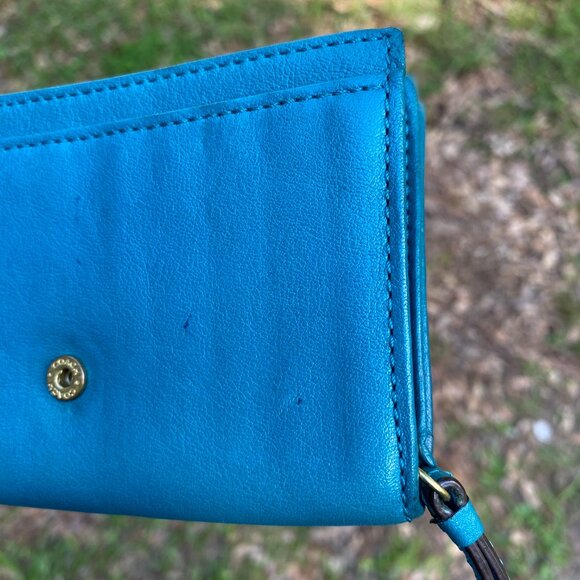 Coach Teal Leather Small Bifold Wallet - Picture 9 of 13
